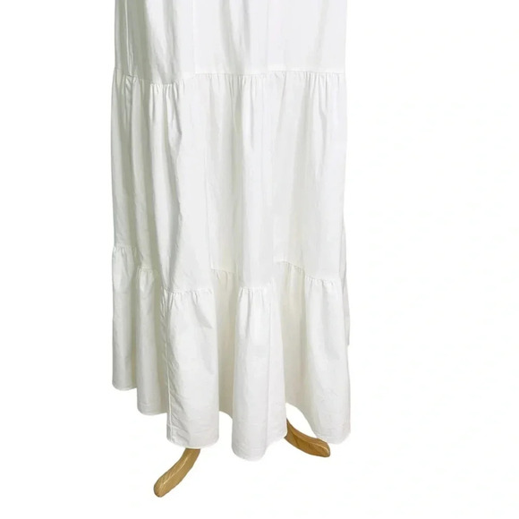NWT Reformation East White Organic Cotton Tiered Midi Dress Size L - Picture 13 of 16